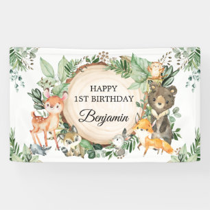 Greenery Woodland Forest Animals Happy Birthday Spandoek