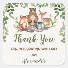 Greenery Woodland Forest Verjaardag Baby shower Vierkante Sticker
