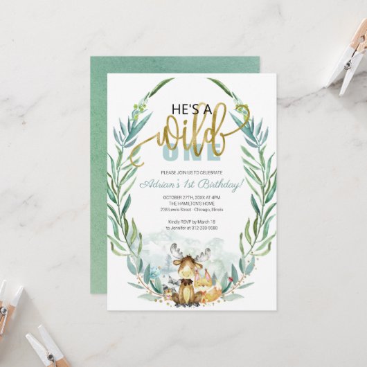 Greenery Woodland Hij is een wilde een eerste verj Kaart (Voorkant / Achterkant in situ)