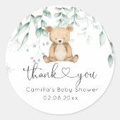 Greenery Woodland Leuk Beer Baby shower Ronde Sticker (Voorkant)