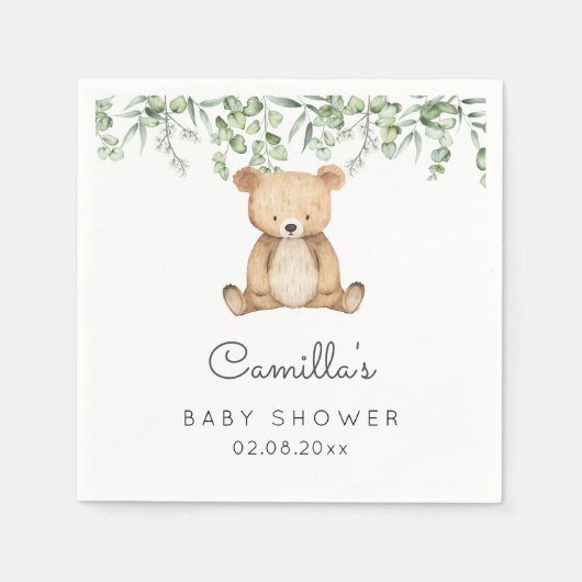 Greenery Woodland Leuk Beer Baby shower Servet (Voorkant)