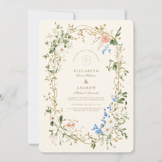 Greenery Woodland varen bruiloft Kaart (Voorkant)