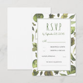 Greenery Woodland Waterverf bruiloft RSVP Kaart (Voorkant / Achterkant)