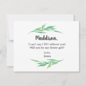 Greenery wordt mijn Bloemenmeisje Kaart (Achterkant)