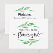 Greenery wordt mijn Bloemenmeisje Kaart (Voorkant / Achterkant)