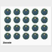Greenery Wreate Blue Gold Afstuderen Hartelijk dan Ronde Sticker (Vel)