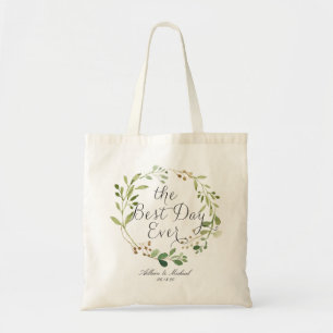 Greenery Wreate the Best Day Ever Tote Bag