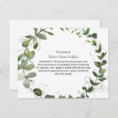 Greenery Wreater Funeral Script Dank u Noteer Kaar Bedankkaart (Voorkant / Achterkant)