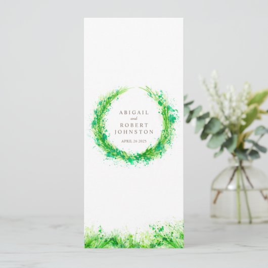 Greenery Wreater waterverf art het menu (Staand voorkant)