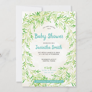Greenery Wreath Baby shower Kaart