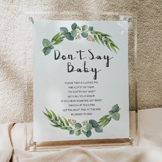 Greenery Wreath Baby shower Sign Zeg geen Baby Poster