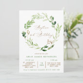 Greenery Wreath Baptism & 2e verjaardag Kaart (Staand voorkant)