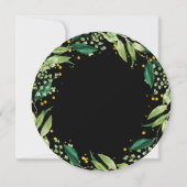 Greenery Wreath Black Gold Glitter Afstuderen Invi Kaart (Achterkant)