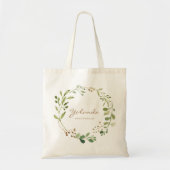 Greenery wreath Bridesmaid Personalized Tote Bag (Voorkant)