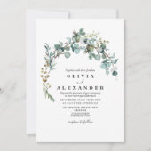 Greenery Wreath bruiloft Invitation Kaart (Voorkant)