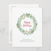 Greenery Wreath Business kerst Feestdagenkaart (Voorkant / Achterkant)