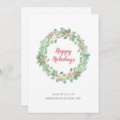 Greenery Wreath Business kerst Feestdagenkaart (Voorkant / Achterkant)