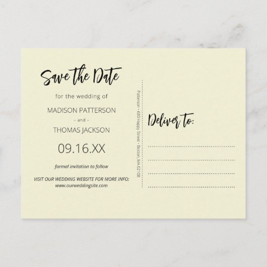 Greenery Wreath Butterfly Wedding Save the Date Aankondigingskaart (Achterkant)