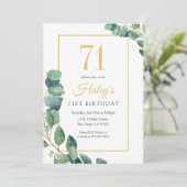 Greenery Wreath Chic Gold & Sage 71e verjaardag Kaart (Staand voorkant)