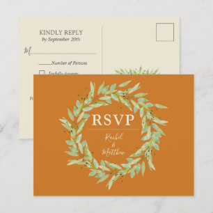 Greenery Wreath Fall Wedding RSVP Briefkaart