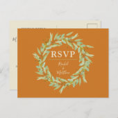 Greenery Wreath Fall Wedding RSVP Briefkaart (Voorkant / Achterkant)