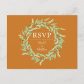 Greenery Wreath Fall Wedding RSVP Briefkaart (Voorkant)