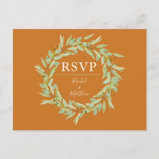 Greenery Wreath Fall Wedding RSVP Briefkaart (Voorkant)