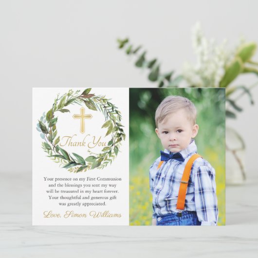 Greenery Wreath First Community Hartelijk dank Bedankkaart (Staand voorkant)