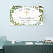 Greenery Wreath First Heilige Communauteit Welkom Spandoek (Beurs)