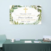 Greenery Wreath First Heilige Communie Dank u Spandoek (Beurs)