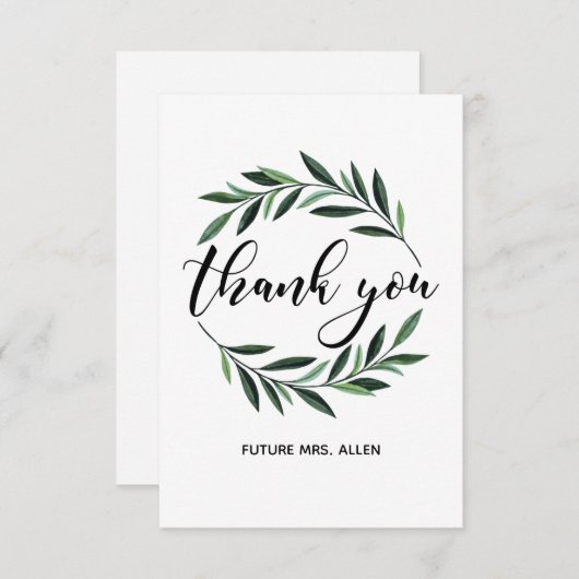  Greenery Wreath Flat Dank u Bedankkaart (Voorkant / Achterkant)