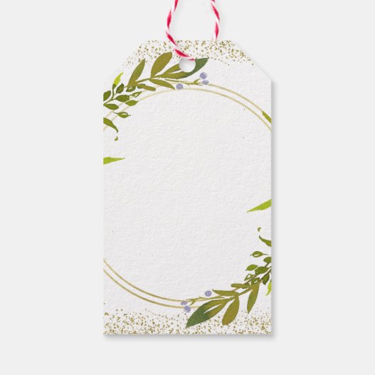 Greenery Wreath Gold Cross Girl Baptisme Cadeaulabel (Achterkant)