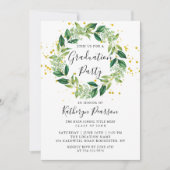 Greenery Wreath Gold Glitter Graduation Party Kaart (Voorkant)