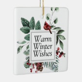 Greenery Wreath Kardinaal Bird Waterverf Holiday Keramisch Ornament (Rechts)