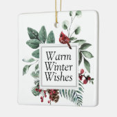 Greenery Wreath Kardinaal Bird Waterverf Holiday Keramisch Ornament (Links)