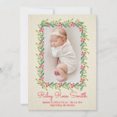 Greenery Wreath kerstfoto geboorteaankondiging Feestdagenkaart (Voorkant)