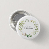 Greenery Wreath Monogram/gepersonaliseerde naam Ronde Button 3,2 Cm (Voorkant /achterkant)