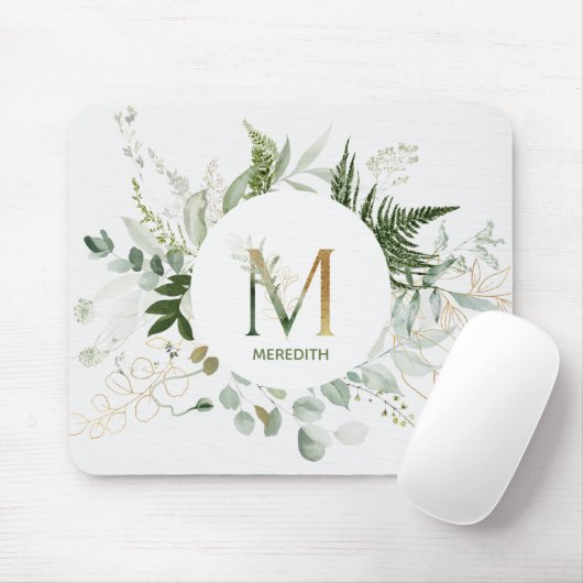 Greenery Wreath Monogram Letter M Muismat (Met muis)