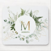 Greenery Wreath Monogram Letter M Muismat (Voorkant)