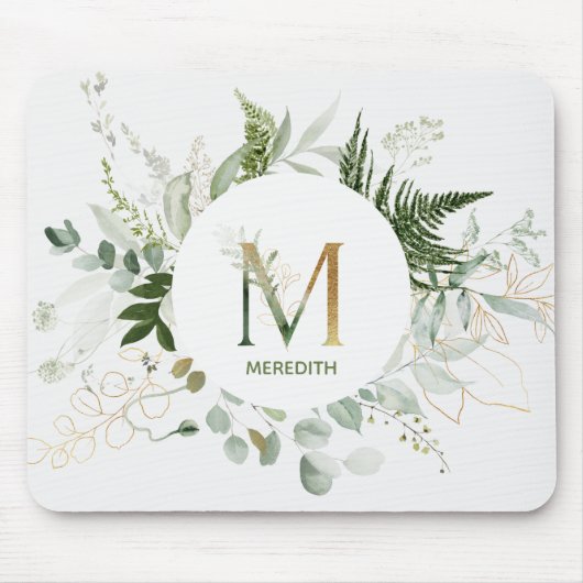 Greenery Wreath Monogram Letter M Muismat (Voorkant)