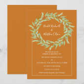 Greenery Wreath op Ochre Wedding Kaart (Voorkant / Achterkant)