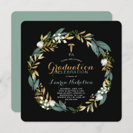 Greenery Wreath PA Graduation Party Invitation Kaart