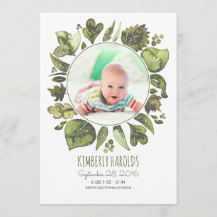 Greenery Wreath Painted Newborn Baby Foto geboorte Aankondiging