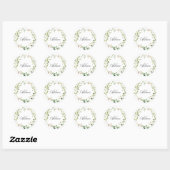 Greenery Wreath personalize name Ronde Sticker (Vel)