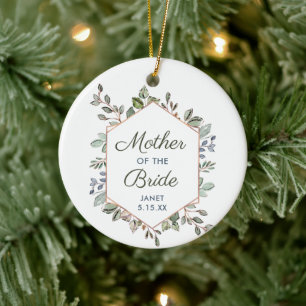 Greenery Wreath Personalized Moeder van de Bride Keramisch Ornament