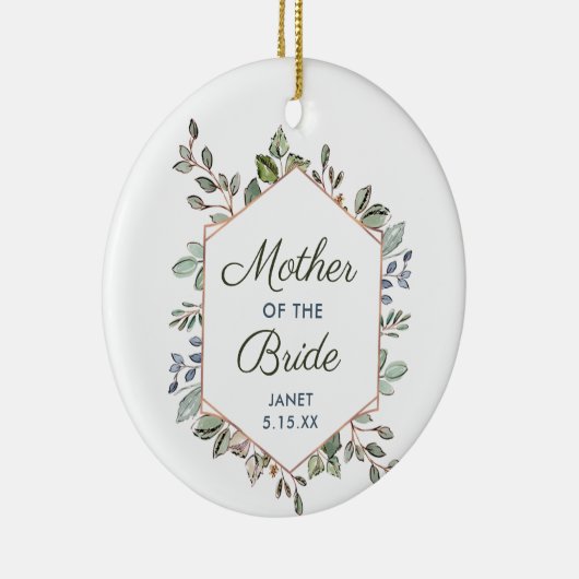 Greenery Wreath Personalized Moeder van de Bride Keramisch Ornament (Rechts)