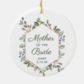 Greenery Wreath Personalized Moeder van de Bride Keramisch Ornament (Achterkant)
