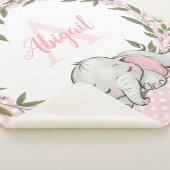 Greenery Wreath Pink Elephant Personalized Girl Sherpa Deken (3/4)