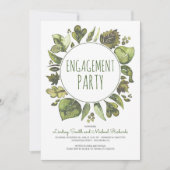 Greenery Wreath Rustic Woodland Engagement Party Kaart (Voorkant)