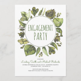Greenery Wreath Rustic Woodland Engagement Party Kaart